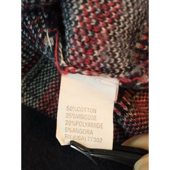 Zara Young Fair Isle V-Neck Cardigan Sweater Navy Red Medium Cozy Warm Cute - Picture 4 of 8